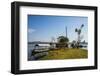 Tourist Boat Anchoring on a Little Island at the Source of the Nile-Michael-Framed Photographic Print