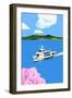 Tourist boat and cherry blossom-Hiroyuki Izutsu-Framed Giclee Print