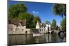 Tourist boat, at the Minnewater Lake and Begijnhof Bridge with entrance to Beguinage, Bruges, Belgi-Peter Barritt-Mounted Photographic Print