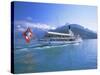 Tourist Boat Crossing the Lake, Lake Geneva (Lac Leman), Switzerland, Europe-Gavin Hellier-Stretched Canvas