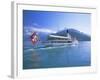 Tourist Boat Crossing the Lake, Lake Geneva (Lac Leman), Switzerland, Europe-Gavin Hellier-Framed Photographic Print