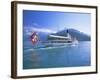 Tourist Boat Crossing the Lake, Lake Geneva (Lac Leman), Switzerland, Europe-Gavin Hellier-Framed Photographic Print