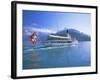 Tourist Boat Crossing the Lake, Lake Geneva (Lac Leman), Switzerland, Europe-Gavin Hellier-Framed Photographic Print