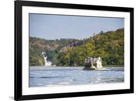 Tourist Boat Cruising the Nile in Front of the Murchison Falls (Kabarega Falls) on the Nile-Michael-Framed Photographic Print