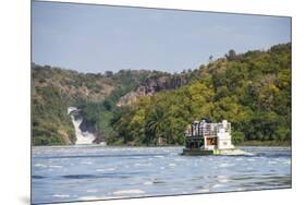 Tourist Boat Cruising the Nile in Front of the Murchison Falls (Kabarega Falls) on the Nile-Michael-Mounted Photographic Print