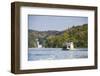 Tourist Boat Cruising the Nile in Front of the Murchison Falls (Kabarega Falls) on the Nile-Michael-Framed Photographic Print