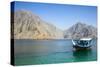 Tourist Boat in Form of a Dhow Sailing in the Khor Ash-Sham Fjord, Musandam, Oman, Middle East-Michael Runkel-Stretched Canvas