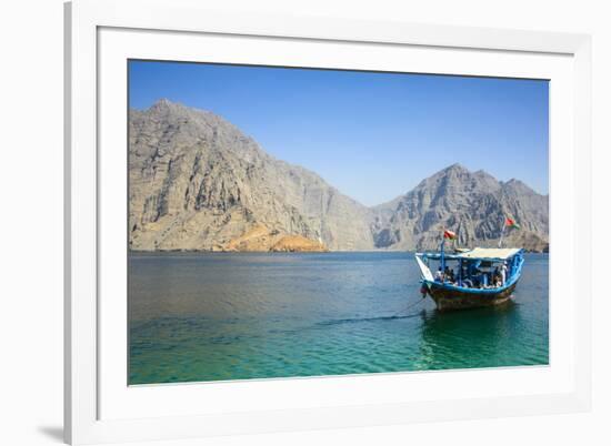 Tourist Boat in Form of a Dhow Sailing in the Khor Ash-Sham Fjord, Musandam, Oman, Middle East-Michael Runkel-Framed Photographic Print