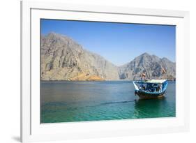 Tourist Boat in Form of a Dhow Sailing in the Khor Ash-Sham Fjord, Musandam, Oman, Middle East-Michael Runkel-Framed Photographic Print