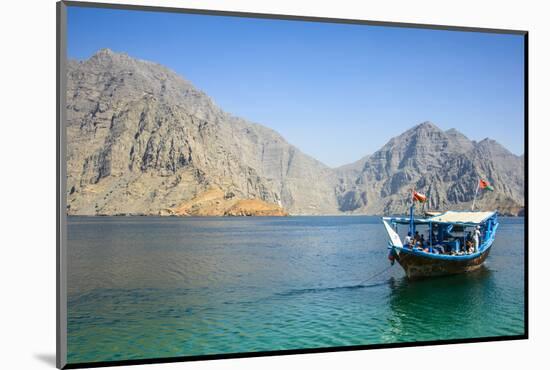 Tourist Boat in Form of a Dhow Sailing in the Khor Ash-Sham Fjord, Musandam, Oman, Middle East-Michael Runkel-Mounted Photographic Print