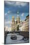 Tourist Boat in Front of the Church of the Saviour on Spilled Blood, St. Petersburg, Russia, Europe-Michael Runkel-Mounted Photographic Print
