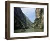 Tourist Boat in the Longmen Gorge, First of the Small Three Gorges, Yangtze Gorges, China-Tony Waltham-Framed Photographic Print