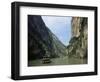 Tourist Boat in the Longmen Gorge, First of the Small Three Gorges, Yangtze Gorges, China-Tony Waltham-Framed Photographic Print