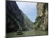 Tourist Boat in the Longmen Gorge, First of the Small Three Gorges, Yangtze Gorges, China-Tony Waltham-Mounted Photographic Print