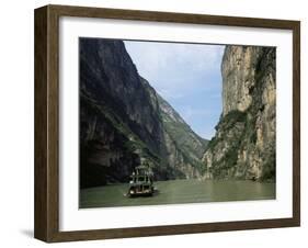 Tourist Boat in the Longmen Gorge, First of the Small Three Gorges, Yangtze Gorges, China-Tony Waltham-Framed Photographic Print