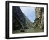 Tourist Boat in the Longmen Gorge, First of the Small Three Gorges, Yangtze Gorges, China-Tony Waltham-Framed Photographic Print