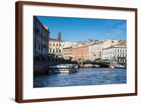 Tourist Boat on a Water Channel in the Center of St. Petersburg, Russia, Europe-Michael Runkel-Framed Photographic Print