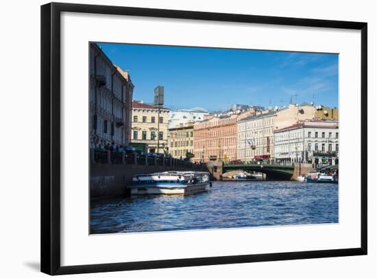 Tourist Boat on a Water Channel in the Center of St. Petersburg, Russia, Europe-Michael Runkel-Framed Photographic Print