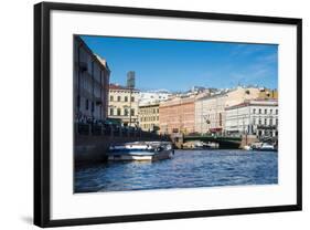 Tourist Boat on a Water Channel in the Center of St. Petersburg, Russia, Europe-Michael Runkel-Framed Photographic Print