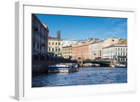 Tourist Boat on a Water Channel in the Center of St. Petersburg, Russia, Europe-Michael Runkel-Framed Photographic Print