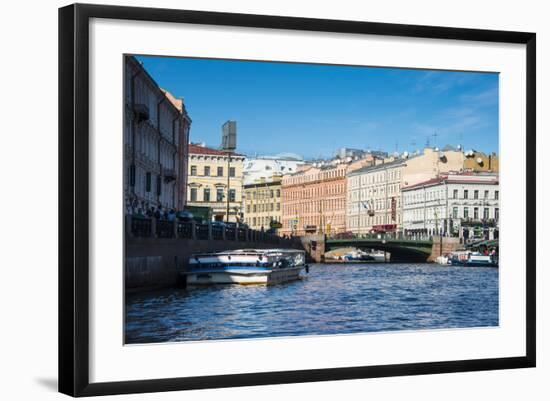 Tourist Boat on a Water Channel in the Center of St. Petersburg, Russia, Europe-Michael Runkel-Framed Photographic Print