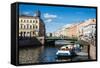 Tourist Boat on a Water Channel in the Center of St. Petersburg, Russia, Europe-Michael Runkel-Framed Stretched Canvas
