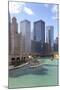 Tourist Boat on Chicago River with Glass Towers Behind on West Wacker Drive, Chicago, Illinois, USA-Amanda Hall-Mounted Photographic Print