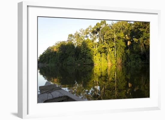 Tourist Boat on Lake Salvador, Manu National Park, Peru, South America-Peter Groenendijk-Framed Photographic Print