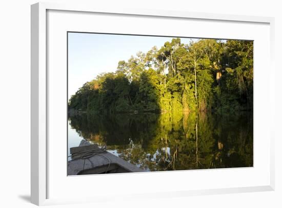 Tourist Boat on Lake Salvador, Manu National Park, Peru, South America-Peter Groenendijk-Framed Photographic Print