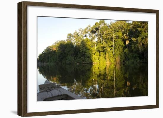 Tourist Boat on Lake Salvador, Manu National Park, Peru, South America-Peter Groenendijk-Framed Photographic Print