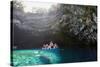 Tourist Boat on Melissani Lake, Kefalonia, Greece-Peter Thompson-Stretched Canvas