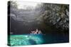 Tourist Boat on Melissani Lake, Kefalonia, Greece-Peter Thompson-Stretched Canvas