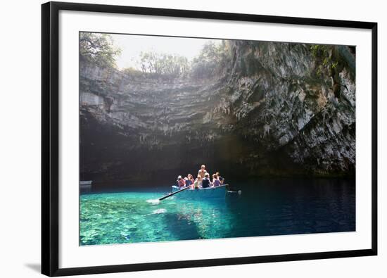 Tourist Boat on Melissani Lake, Kefalonia, Greece-Peter Thompson-Framed Photographic Print