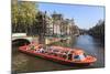 Tourist Boat on the Keizersgracht Canal, Amsterdam, Netherlands, Europe-Amanda Hall-Mounted Photographic Print