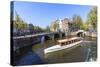 Tourist Boat on the Keizersgracht Canal, Amsterdam, Netherlands, Europe-Amanda Hall-Stretched Canvas