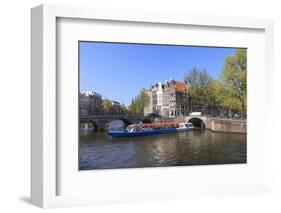 Tourist Boat on the Keizersgracht Canal, Amsterdam, Netherlands, Europe-Amanda Hall-Framed Photographic Print