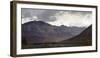 Tourist bus driving among mountains in the Denali National Park, Alaska, United States of America, -JIA JIAHE-Framed Photographic Print