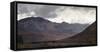 Tourist bus driving among mountains in the Denali National Park, Alaska, United States of America, -JIA JIAHE-Framed Stretched Canvas