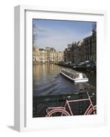 Tourist Canal Boat on the Herengracht Canal, Amsterdam, Netherlands, Europe-Amanda Hall-Framed Photographic Print