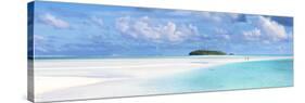 Tourist Couple on Sand Bar in Aitutaki Lagoon, Cook Islands-Matteo Colombo-Stretched Canvas