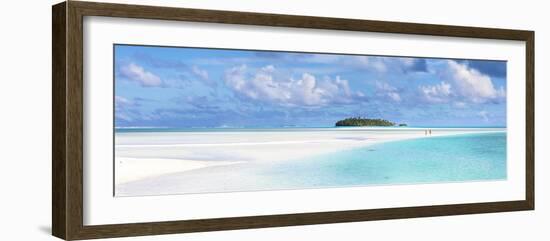 Tourist Couple on Sand Bar in Aitutaki Lagoon, Cook Islands-Matteo Colombo-Framed Photographic Print