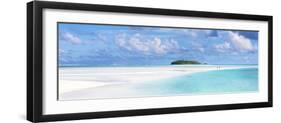 Tourist Couple on Sand Bar in Aitutaki Lagoon, Cook Islands-Matteo Colombo-Framed Photographic Print