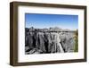 Tourist crossing a rope bride, Grand Tsingy, Tsingy du Bemaraha National Park, UNESCO World Heritag-Christian Kober-Framed Photographic Print