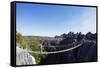 Tourist crossing a rope bridge, Grand Tsingy, Tsingy du Bemaraha National Park, UNESCO World Herita-Christian Kober-Framed Stretched Canvas