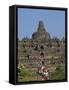 Tourist Crowds at the Buddhist Monument, Borobudur, Java, Indonesia, Southeast Asia-Harding Robert-Framed Stretched Canvas