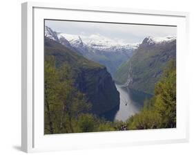 Tourist Cruise Ship on Geiranger Fjord, Western Fjords, Norway, Scandinavia, Europe-Christian Kober-Framed Photographic Print