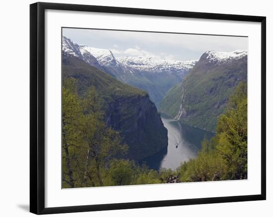 Tourist Cruise Ship on Geiranger Fjord, Western Fjords, Norway, Scandinavia, Europe-Christian Kober-Framed Photographic Print