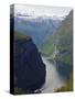 Tourist Cruise Ship on Geiranger Fjord, Western Fjords, Norway, Scandinavia, Europe-Christian Kober-Stretched Canvas