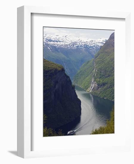 Tourist Cruise Ship on Geiranger Fjord, Western Fjords, Norway, Scandinavia, Europe-Christian Kober-Framed Photographic Print