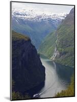 Tourist Cruise Ship on Geiranger Fjord, Western Fjords, Norway, Scandinavia, Europe-Christian Kober-Mounted Photographic Print